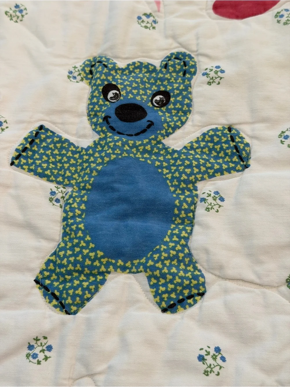 Vintage Whimsical Animal Quilt Throw 56x39” Printed Motif Nursery Folk Art